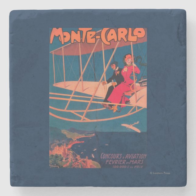 Aviation Sporting Poster Stone Coaster (Front)