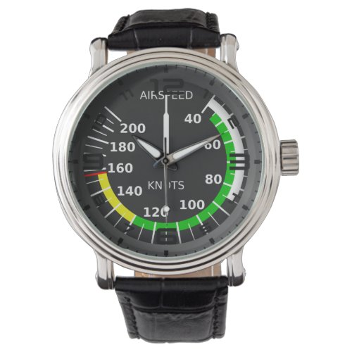 Aviation Theme Black Leather Watch