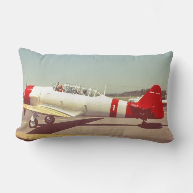 Aviation, Vintage Navy Propeller Airplane Lumbar Pillow (Front)