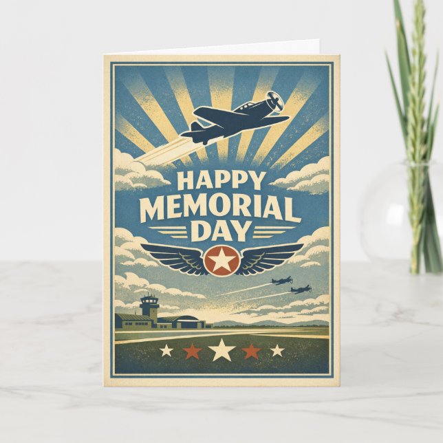 Aviation Wings of Valor Memorial Day  Card (Front)