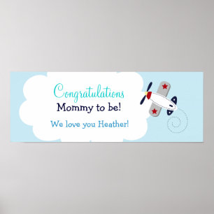 Aviator Airplane Custom Baby Shower Banner Print