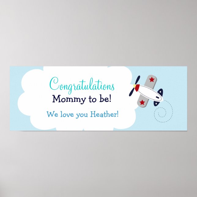 Aviator Airplane Custom Baby Shower Banner Print (Front)