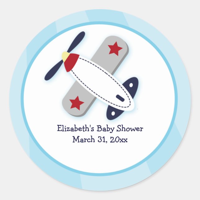 Aviator Airplane Custom Favor Stickers 3 inch (Front)