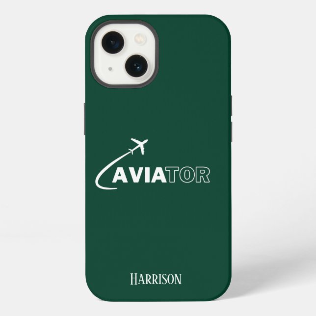 Aviator & Airplane,Minimalist,Monogram Initials Iphone Case (Back)