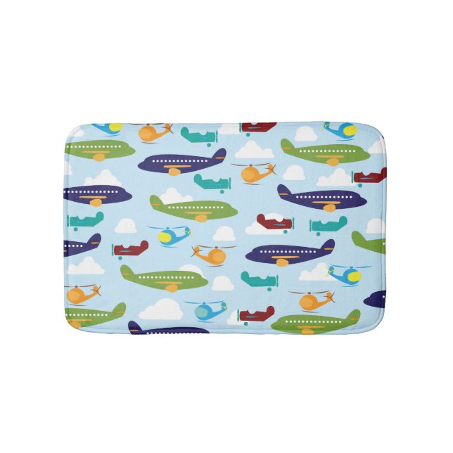 Aviator Airplane Pattern Bathroom Mat (Front)