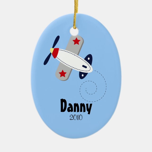 AVIATOR AIRPLANE Personalized Christmas Ornament (Front)