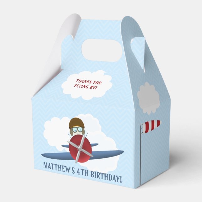 Aviator and His Plane Favor Boxes (Back Side)