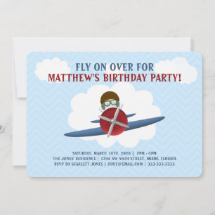 Aviator and His Plane Invitation