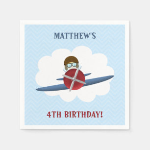 Aviator and His Plane Paper Napkins