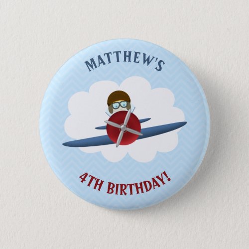 Aviator and His Plane Pinback Button