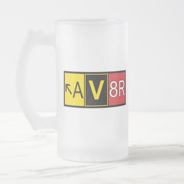 Aviator - AV8R - Frosted Glass Mug, 16 oz Beer Mug (Left)