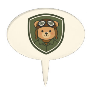 Aviator Bear Military Party Cake Topper