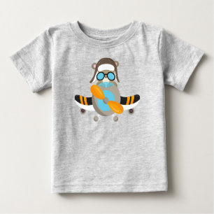 Aviator Bear, Pilot Bear, Airplane, Cute Bear Baby T-Shirt