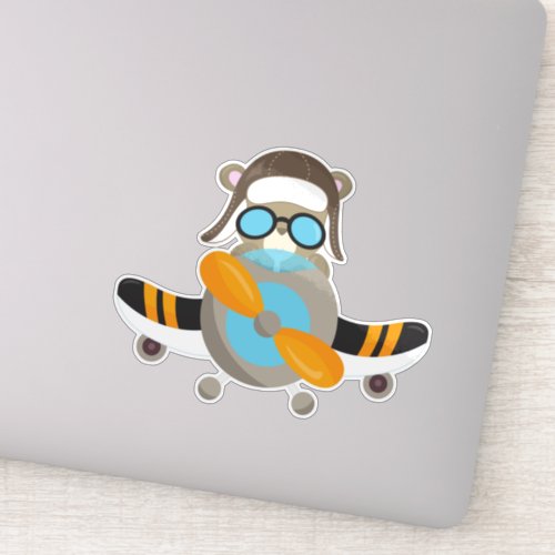 Aviator Bear Pilot Bear Airplane Cute Bear Sticker