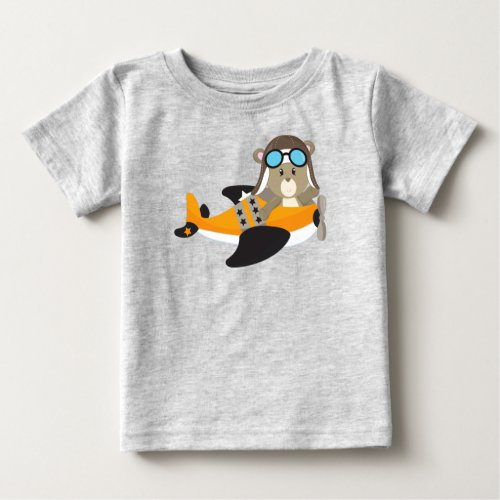 Aviator Bear Pilot Bear Cute Bear Airplane Baby T_Shirt