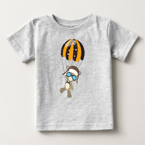 Aviator Bear Pilot Bear Cute Bear Parachute Baby T_Shirt