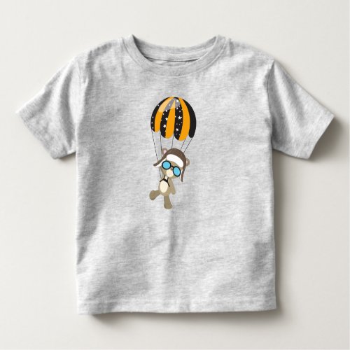 Aviator Bear Pilot Bear Cute Bear Parachute Toddler T_shirt