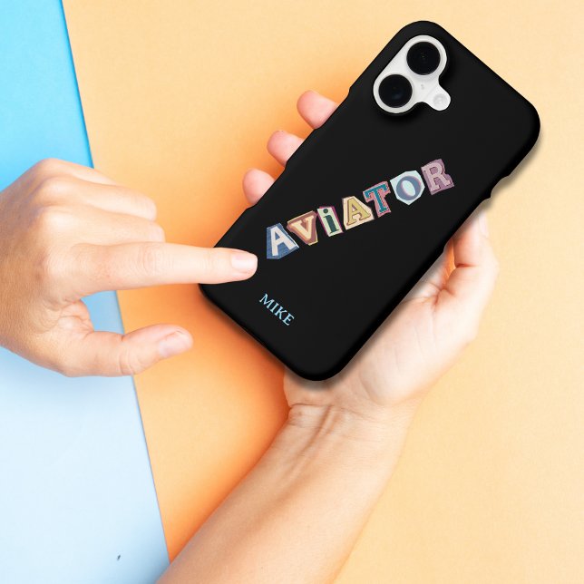 Aviator Block Letters Pilot Gift Custom Aviation Case-Mate iPhone Case (Creator Uploaded)
