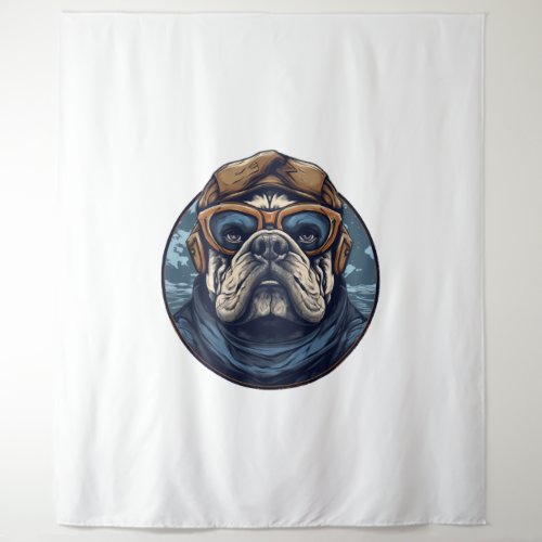 Aviator Bulldog Tapestry