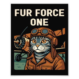 Aviator Cat Flying Feline Commander Photo Print
