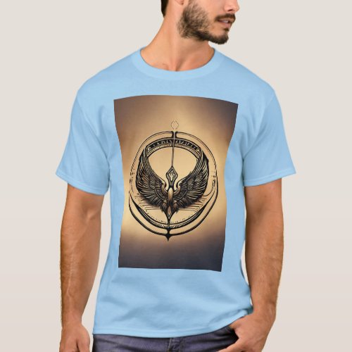 Aviator Elegance Abstract Wing Logo Gothic Tee w