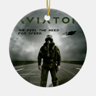 Aviator Fighter Pilot Ceramic Ornament