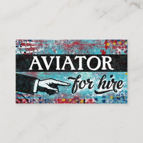 Aviator For Hire Business Cards _ Blue Red