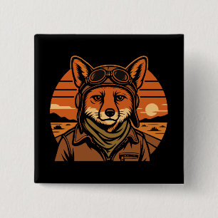 Aviator Fox Flying Foxy Wings Button