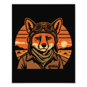 Aviator Fox Flying Foxy Wings Photo Print