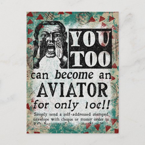 Aviator _ Funny Vintage Retro Postcard