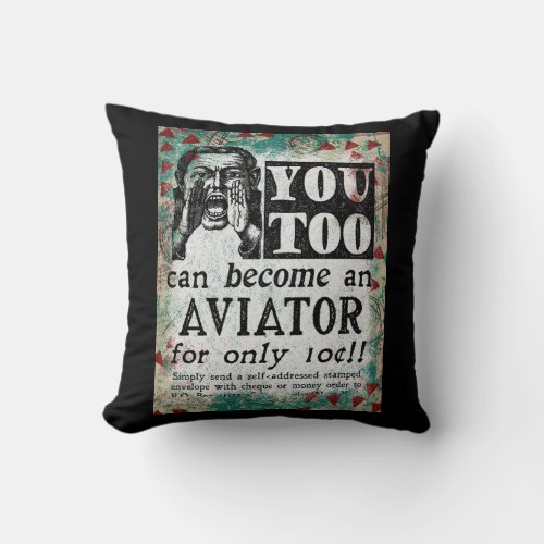 Aviator _ Funny Vintage Retro Throw Pillow