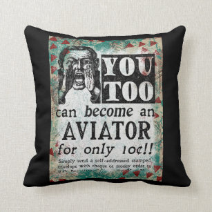 Aviator - Funny Vintage Retro Throw Pillow