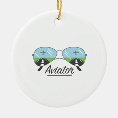 Aviator Glasses Ceramic Ornament