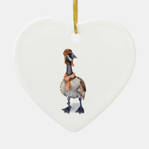 Aviator Goose Ceramic Ornament