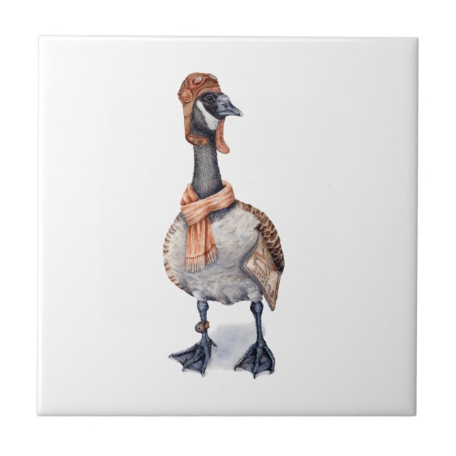 Aviator Goose Ceramic Tile (Front)