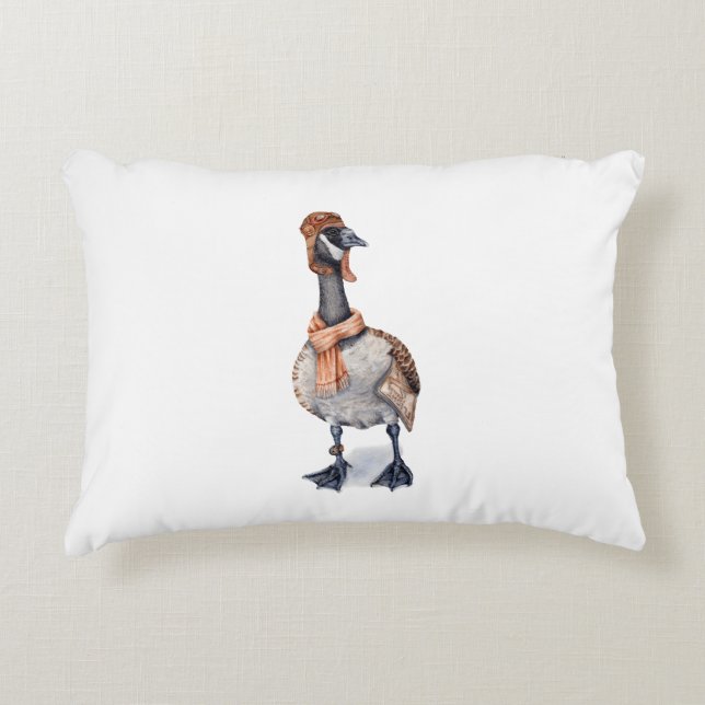 Aviator Goose Gift Wrap Accent Pillow (Front)