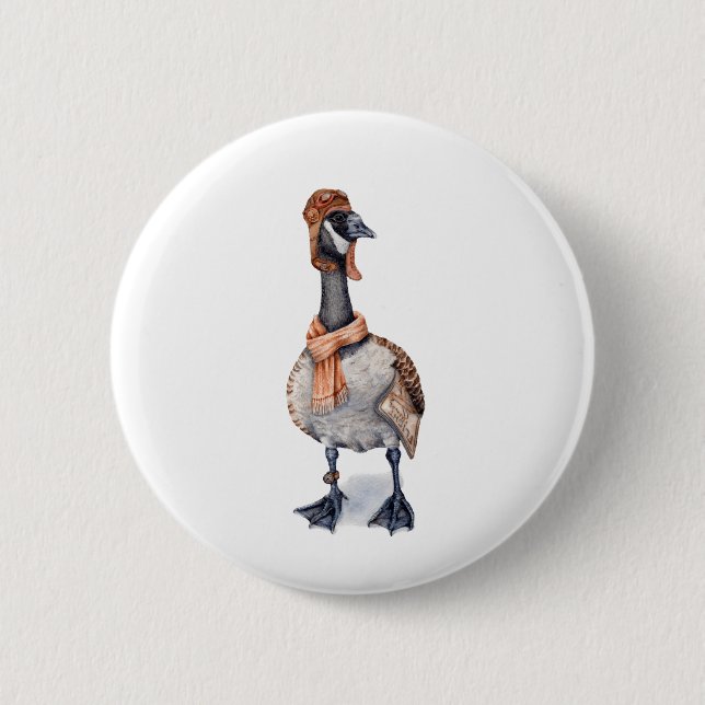 Aviator Goose Pinback Button (Front)