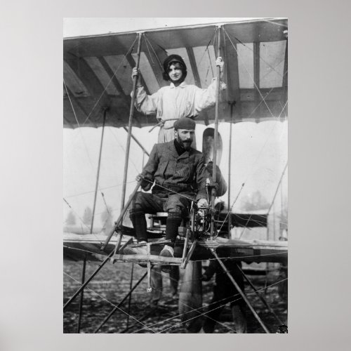 Aviator Henri Farman and Wife early 1900s Poster