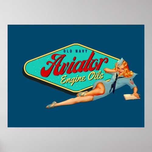 Aviator Oil Retro  Poster