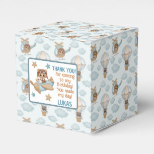 Aviator Party Pilot Bear Birthday Blue Thank you F Favor Boxes