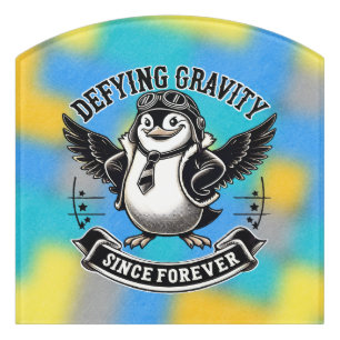 Aviator Penguin Door Sign