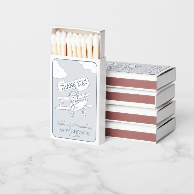 Aviator Pilot Airplane Precious Cargo Baby Shower  Matchboxes (Stacked)