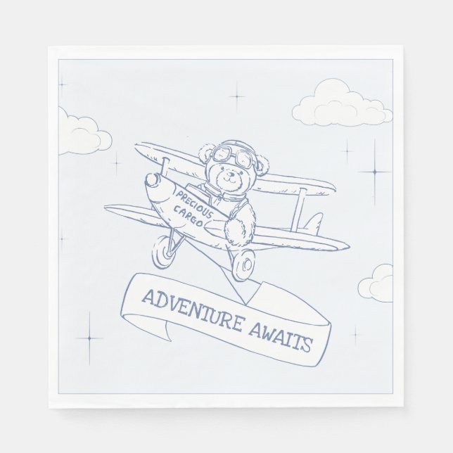 Aviator Pilot Airplane Precious Cargo Baby Shower Napkins (Front)