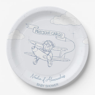 Aviator Pilot Airplane Precious Cargo Baby Shower Paper Plates