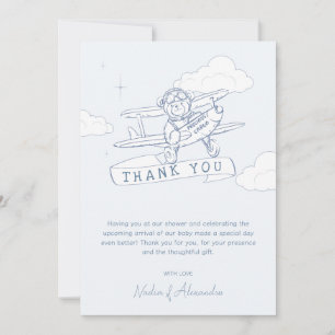Aviator Pilot Airplane Precious Cargo Baby Shower Thank You Card