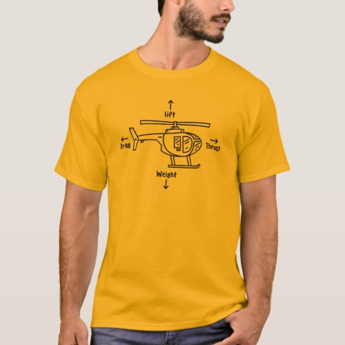 Aviator Pilot Helicopter Illustration Dad Birthday T_Shirt