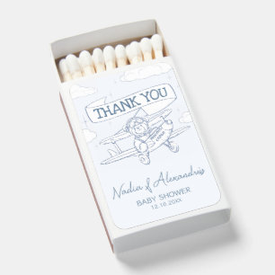 Aviator Pilot Precious Cargo Baby Shower Thank You Matchboxes