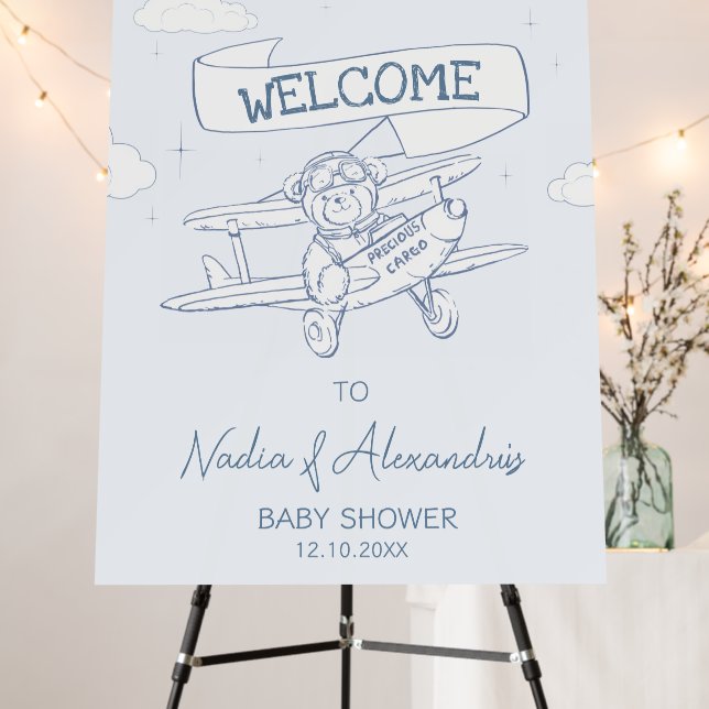 Aviator Pilot Precious Cargo Baby Shower Welcome Foam Board (In Situ (Stand))