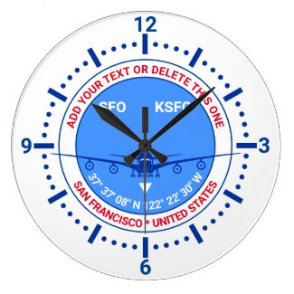 Aviator, Pilot, Traveler Tourist Customizable Large Clock