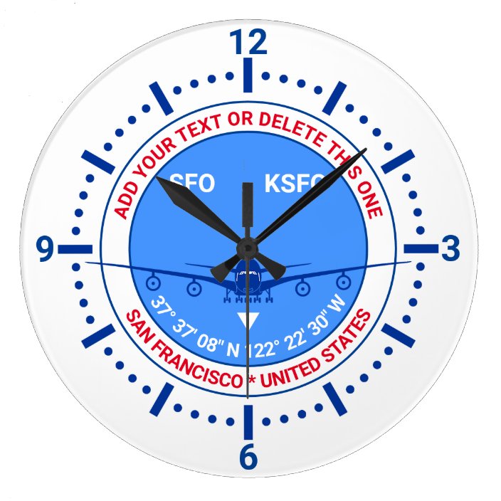 Aviator, Pilot, Traveler Tourist Customizable Large Clock | Zazzle.com